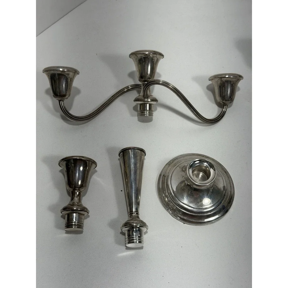 Gorham Sterling Silver Weighted Twist 808/1 Candelabra‎ Dents On It Pair